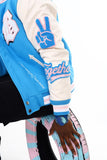 BLACK PHARAOH VARSITY JACKET - BH-002 - TERQ/PINK