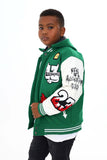 KIDS BLACK PHARAOH VARSITY JACKET - BH-32K - GREEN/WHITE