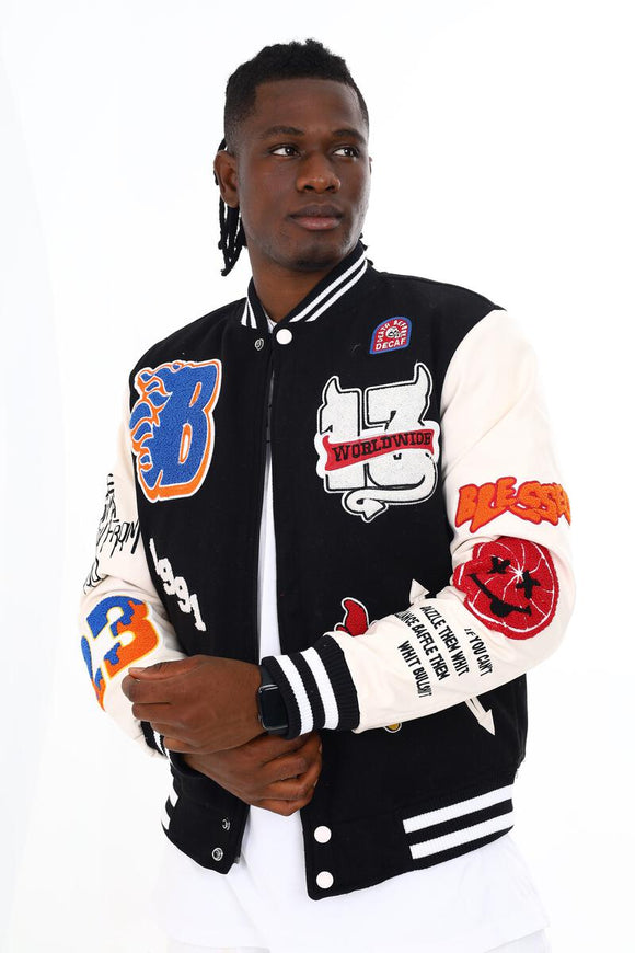 BLACK PHARAOH VARSITY JACKET - BH-004 - BLACK