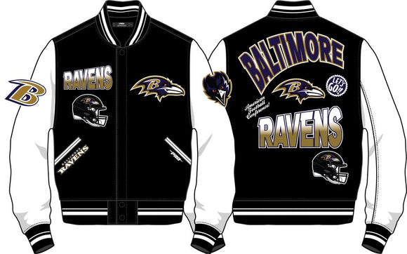 PRO STANDRD BALTIMORE RAVENS TURN IT UP WOOL VARSITY JACKET - FBR6410403 - BLK