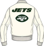 PRO STANDRD NEW YORK JETS CITY SIGNATURE M LEATHER VARSITY JACKET - FNJ6410518 - CREAM