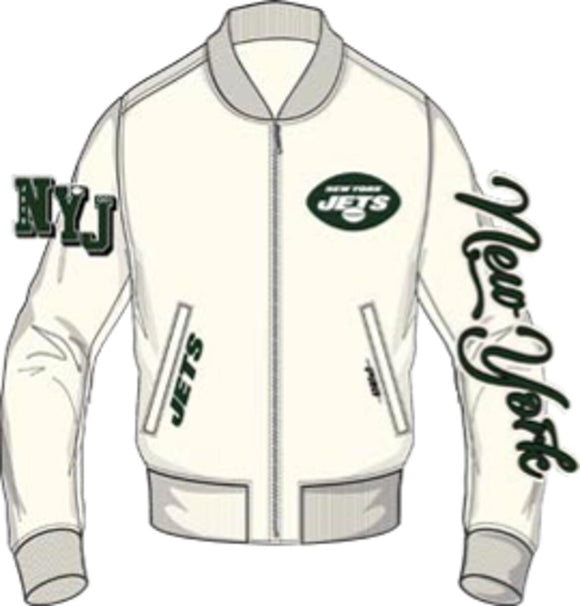 PRO STANDRD NEW YORK JETS CITY SIGNATURE M LEATHER VARSITY JACKET - FNJ6410518 - CREAM