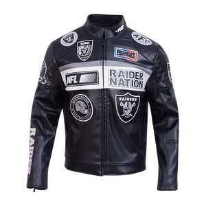 PRO STANDARD LAS VEGAS RAIDERS MOTO JACKET - FOR6411483 - BLK/WHI