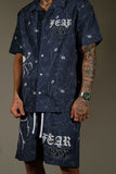 GENUINE "FEAR" WOVEN SHORT SET - GN5024 - NAVY