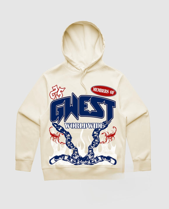 G-WEST UNITED FLAMES HOODIE -GWHLHD9415 - CREAM