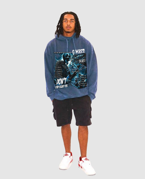 G WEST RHINESTONE WORLD TOUR HOODIE - GWRHAPHD5017 - BLUE