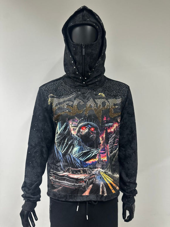 BKYS ESCAPE F-TERRY CROPPED HOODOE - H1410 - BLACK