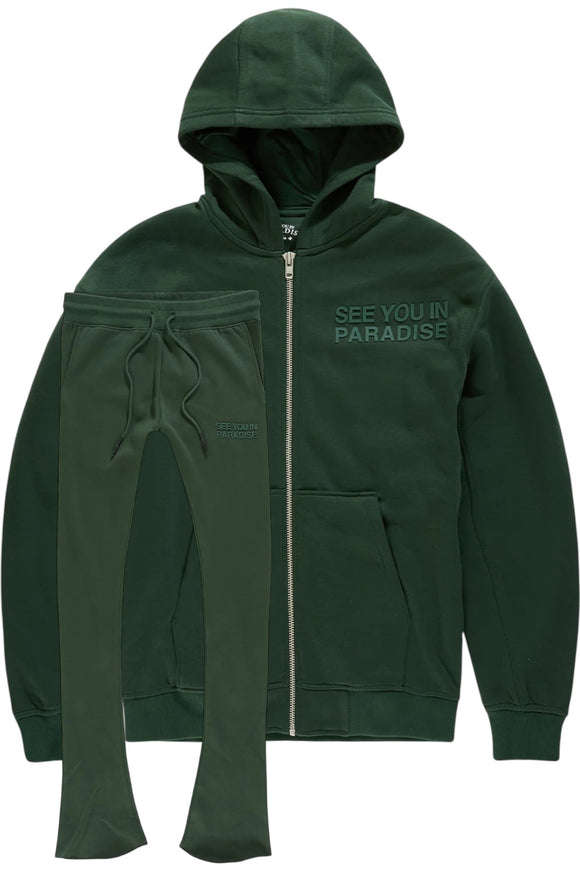 SEE YOU IN PARADISE STACK FLEECE SET - 8863HSET - DEEP OLIVE