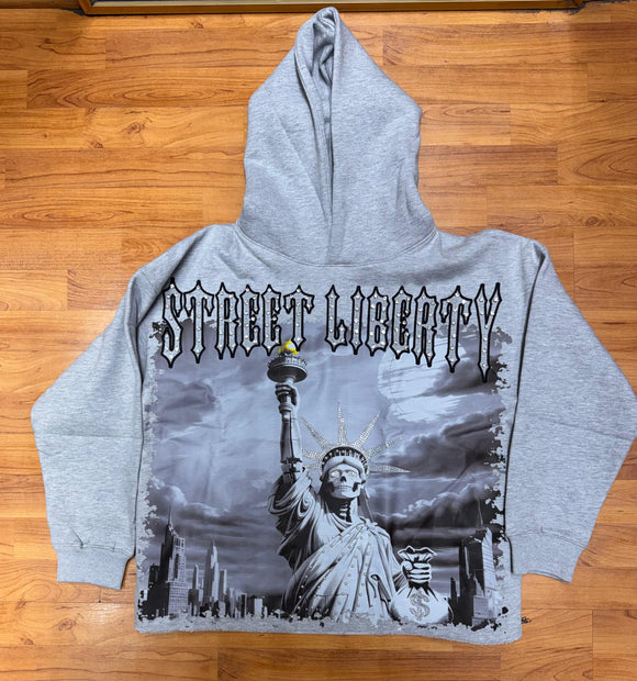 FOCUS STREET LIBERTY CROPPED HOODIE - 80771 - GREY