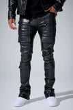 JORDAN CRAIG PU LEATHER STACKED PANTS - JRF2250 - BLACK