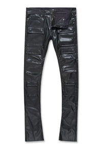 JORDAN CRAIG PU LEATHER STACKED PANTS - JRF2250 - BLACK