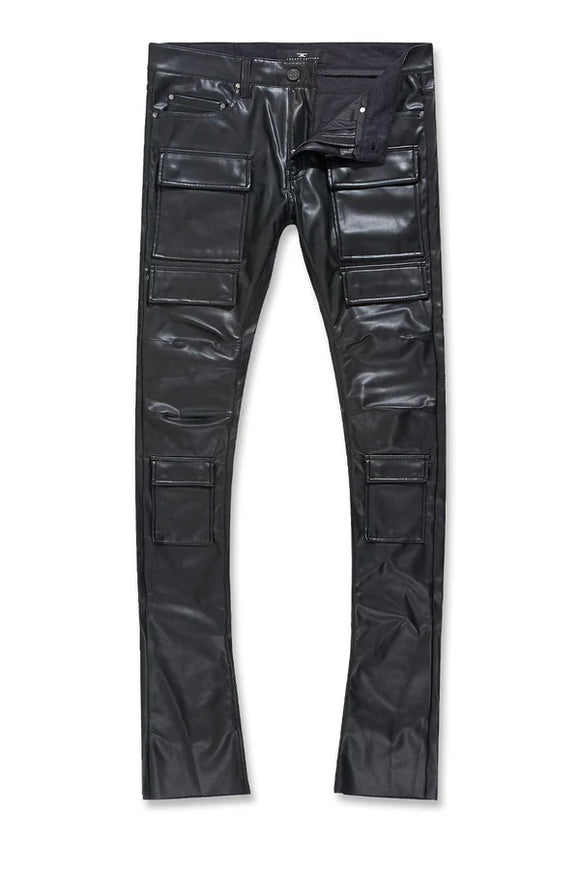 JORDAN CRAIG PU LEATHER STACKED PANTS - JRF2250 - BLACK