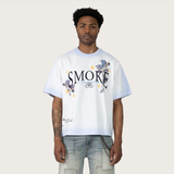 SMOKE RISE "IRIS" WIDE CROP FIT T-SHIRT - KT26S432 -WHITE