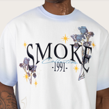 SMOKE RISE "IRIS" WIDE CROP FIT T-SHIRT - KT26S432 -WHITE