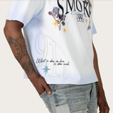 SMOKE RISE "IRIS" WIDE CROP FIT T-SHIRT - KT26S432 -WHITE