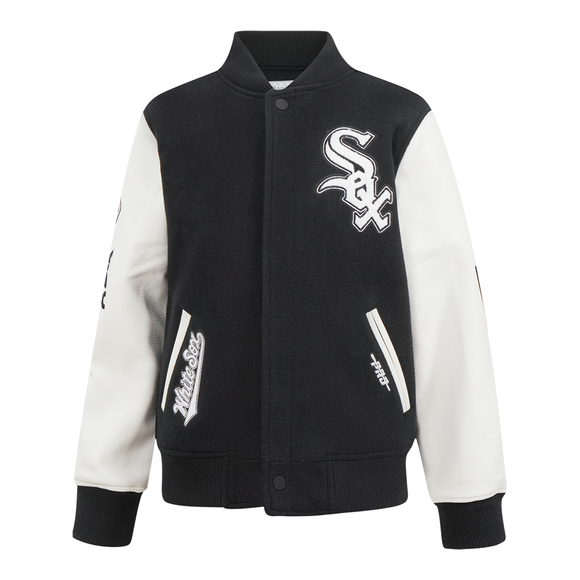 KIDS PRO STANDARD VARSITY JACKET WHITE SOX -  BLK/WHI