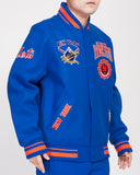PRO STANDARED NEW YORK METS CREST EMBLEM WOOL VARSITY JACKET -LNM639259 - BLUE