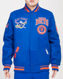 PRO STANDARED NEW YORK METS CREST EMBLEM WOOL VARSITY JACKET -LNM639259 - BLUE