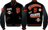 SAN FRANCISCO GIANTS TURN IT UP WOOL VARSITY JACKET - LSG6314631 - BLK/ORNG