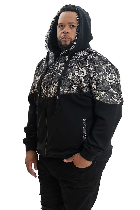 B&T MAKOBI VEROMA TAPESTRY ZIP-UP HOODIE - M4296 - BLACK