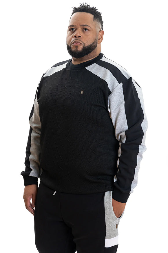 B&T MAKOBI DENIALI JACQUARD CREWNICK SHIRT - M4350B - BLACK