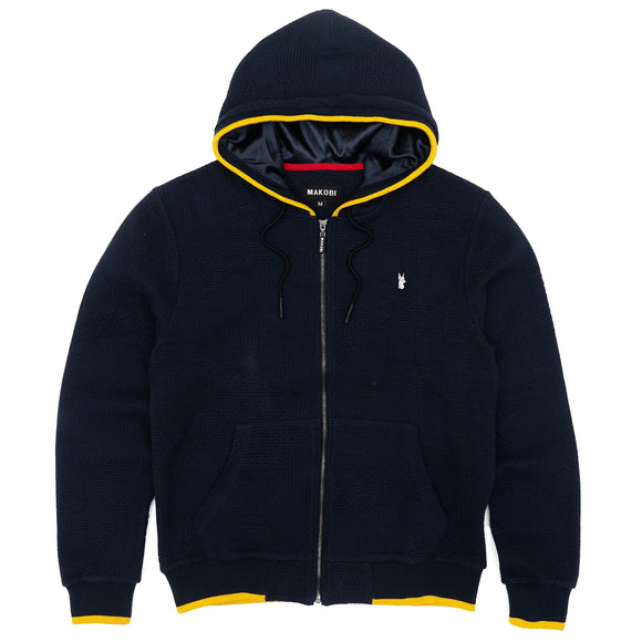 B&T MAKOBI AMALFI KNIT HOODIE - M4432B - NAVY