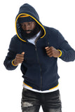 B&T MAKOBI AMALFI KNIT HOODIE - M4432B - NAVY