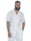 MAKOBI LEVONIA LINEN SHIRT & SHORT SET - M822SET - WHITE