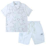 MAKOBI LEVONIA LINEN SHIRT & SHORT SET - M822SET - WHITE