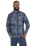 B&T MAKOBI BERTELI ACID PLAID SHIRT - M837 - NAVY