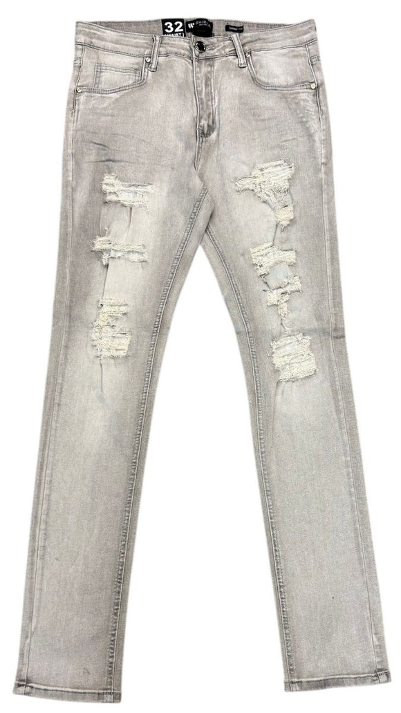 BY WAIMEA SKINNY DENIM JEAN - M8498D- GREY BLEACH