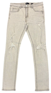 BY WAIMEA SKINNY DENIM JEAN - M8499D - GREY SAND WASH