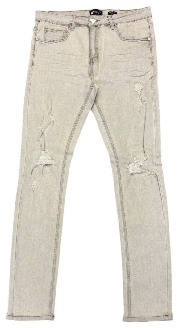 BY WAIMEA SKINNY DENIM JEAN - M8499D - GREY SAND WASH