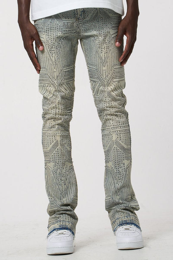 BY WAIMEA STONE STACKED JEANS - M8521D - ANTIQUE BLUE