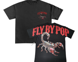 FLY BY BY POPULARITY T-SHIRT - FBP0018- BLACK / RED