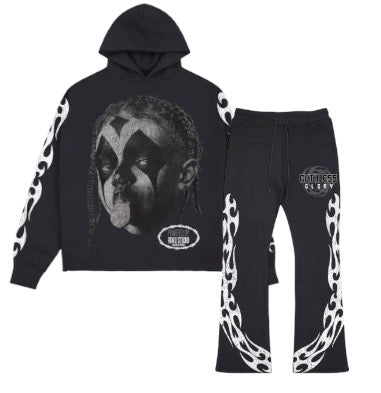 ROKU STUDIO RUTHLESS CROPPED HOODIE SET - RK5481746SET - BLACK