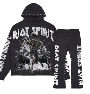 ROKU STUDIO RIOT SPIRIT CROPPED HOODIE SET - RK5481777SET - BLACK