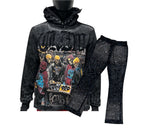 BKYS ESCAPE F-TERRY CROPPED HOODIE  SET - H1407SET - BLACK