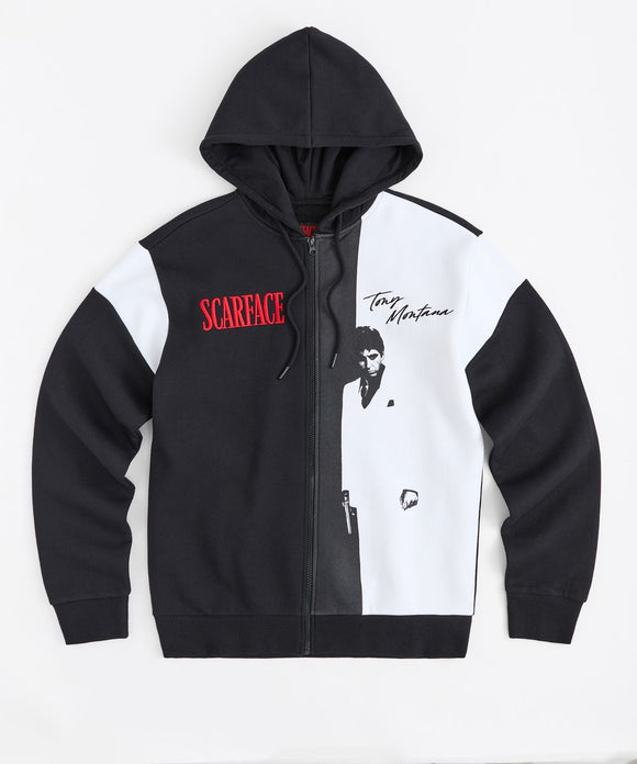 REASON SCARFACE ZIPUP HOODIE - RE5-077 - BLK/WHI