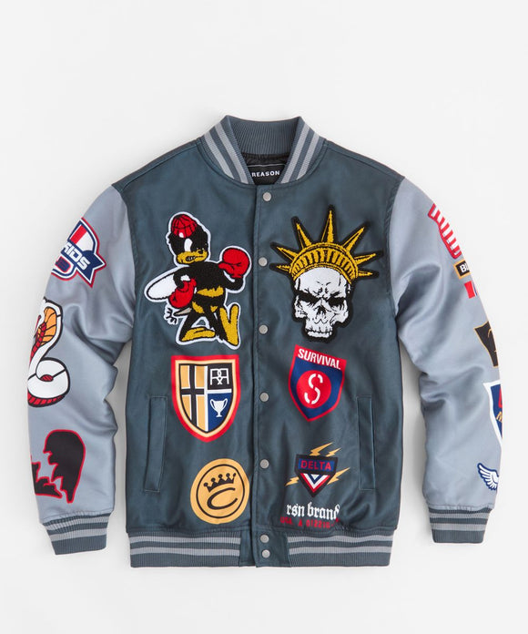 REASON FEARLESS VARSITY JACKET - RER5-005 - GREY