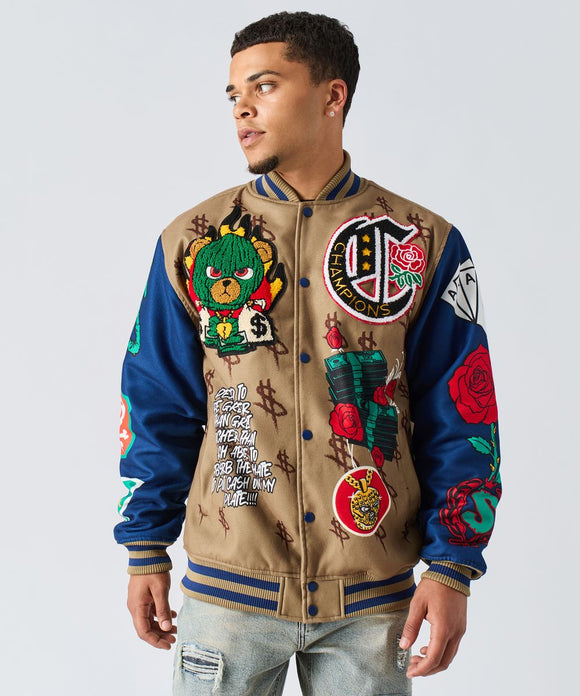 REASON PAPER VARSITY JACKET - RER5-006 - KHAKI