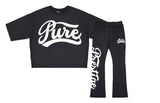 ROKU STUDIO PURE PRESTIGE CROPPED SWEATSHIRT SET- RK5481765SET - BLACK