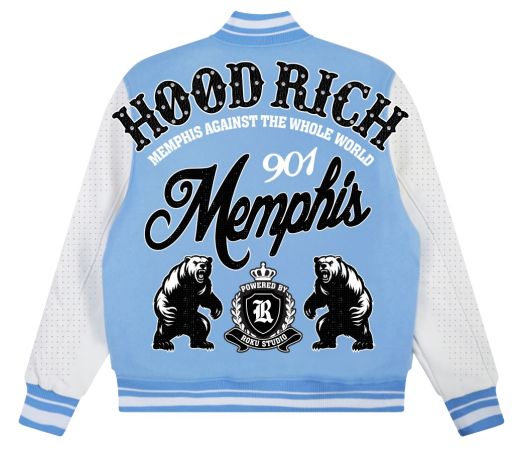 ROKU STUDIO HOOD RICH RHINESTONES VARSITY JACKET - RK6481912 - UNIVERSITY BLUE