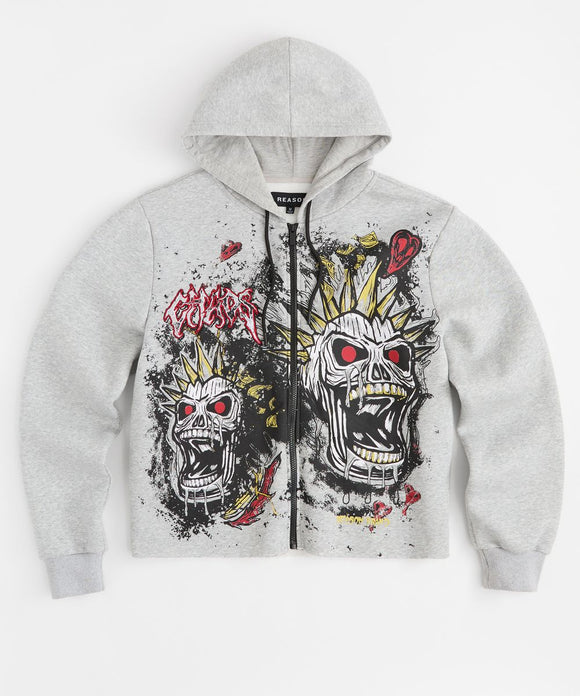 REASON BEWARE CREPPED HOODIE - RR5-023 - GREY