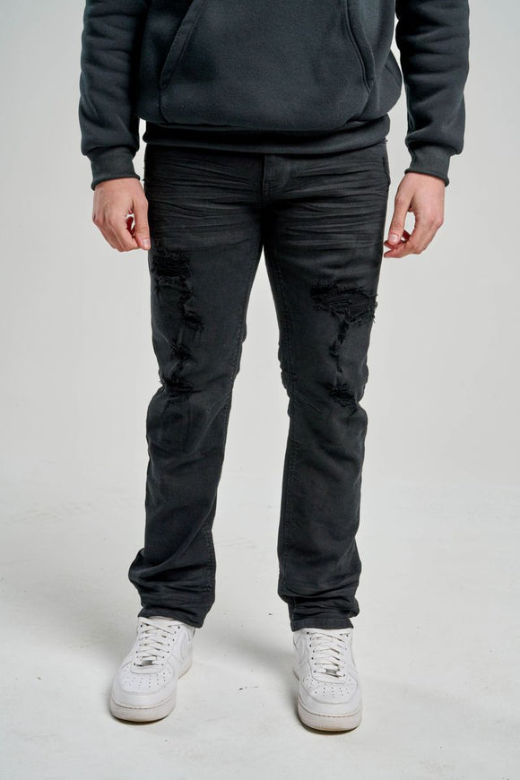 SPARK PREMIUM DENIM SLIM STRAIGHT FIT JEANS - S4404 - JET BLACK