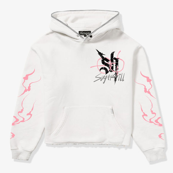 SUGARHILL “BLADE” RAW HEM CROPPED HOODIE - SH25 - WHITE