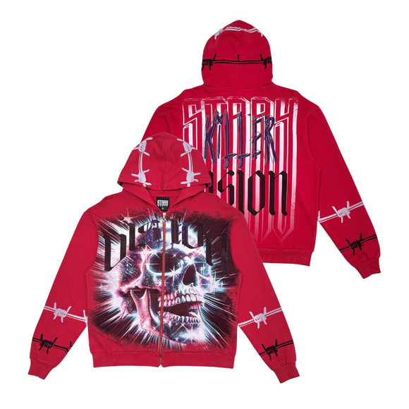 STRAY VISION ZIPUP HOODIE - ST1503-DK.RED