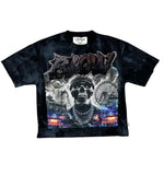 BKYS "BLOW"  F-TERRY CROPPED T-SHIRT - T1442 - BLACK