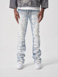 TAKER STEAKED JEANS DWNIM WITH ALLOVER PRINT - T4132 - LT BLUE