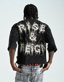 TAKER RISE & REIGN CROPPED T-SHIRT - T5226 - BLACK